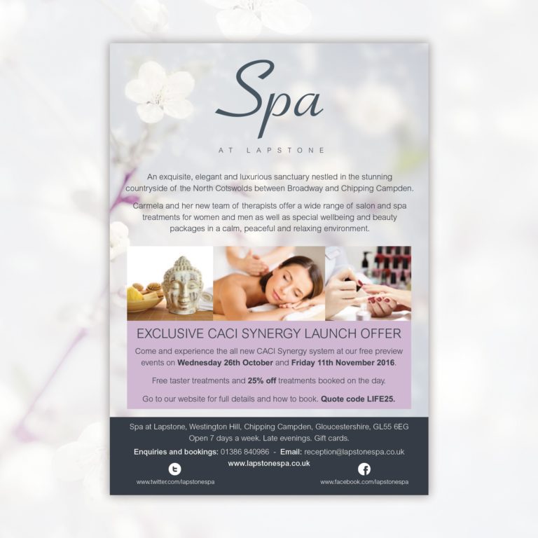 Spa at Lapstone leaflet design by DB Design